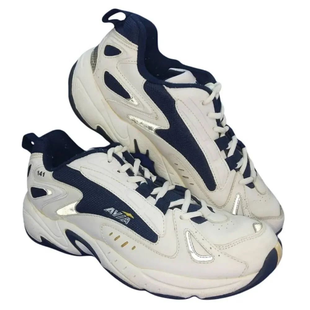 AVIA 141 Men's White and Blue Athletic Sneakers - Size: 8 1/2